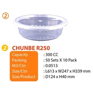 CHUNBE CB WARE R250 (10 X 50set)(500set) 10oz Round Microwave Container / Food Container With Lid 10