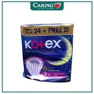 KOTEX TOTAL PROTECTION PAD OVERNIGHT WING PROACTIVE GUARDS 32CM 24S