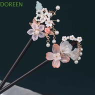 DOREEN Hanfu Hairpin, Flower Hair Sticks for Buns Wooden Hair Stick, Classical Chinese Style Hanfu Headwear Hair Chopstick Cheongsam Accessories