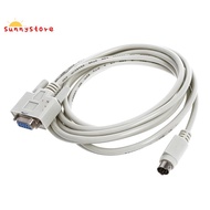 DB9P to 8P Mini Din RS232 Download Cable White 8.2 Ft for PLC -EH