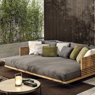 Living Room Hotel Lobby Wooden Teak Wood Outdoor Patio Daybed Sofa Couch Outdoor Day Bed