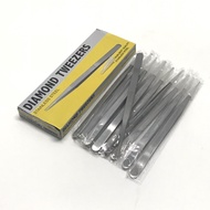 12ชิ้น/1โหล ปากคีบปลายแหลม แหนบคีบชิ้นงาน แหนบคีบชิ้นงาน Diamond tweezers 12ชิ้น/1โหล