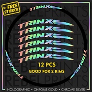 FESA TRINX Holographic/Oil Slick (12 pcs) Wheel Rim Sticker Decal for Mountain Bike/Road Bike