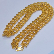 EMAS 375 RANTAI LEHER COCO BESAR 1.6CM 53gram KOSONG 9K GOLD NECKLACE COCO HOLLOW BIG FASHION