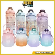 2000ml Water Bottle with reminder time Tumbler with straw scale big bottle 2Liter 2litre gym bottle 
