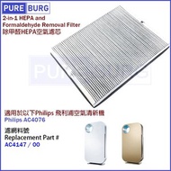 淨博 - 適用於 Philips 飛利浦 AC4076 除甲醛 H13 級別 HEPA 2合1 空氣清新機 替換用濾網濾芯 (濾芯號碼﹕AC4147)