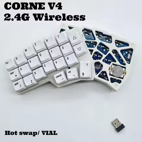 CORNE V4 2.4G Wireless Split Keyboard Customized Hot Swap Wireless Corne Split Mechanical Keyboard S