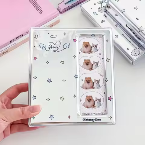 Cartoon 4 Grid Idol Card Photo Booth Album For 40 Pcs 2x6 Inch Photo Strips Bookmark 20 Pcs 4x6 4R P