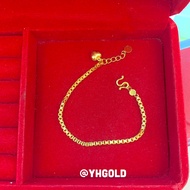 สร้อยข้อมือทอง1สลึง YHGOLD ลายโซ่กล่อง ห่วงปรับ15-16.5cm ทองคำแท้96.5%