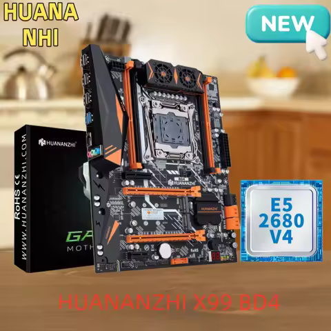 HUANANZHI X99 BD4 with E5 2680 V4 LGA 2011-3 X99 Motherboard Support DDR4 Combo Kit for High-End Gam