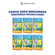 English Dictionary 3 Languages Illustrated Indonesian English Arabic My Happy Dictionary At The Trai