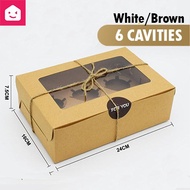 KANTAN JUST RESTOCKED ! 2/4/6/12 Holes Cavity Cupcake Muffin Box Egg Tart Packaging (White/Brown) | 