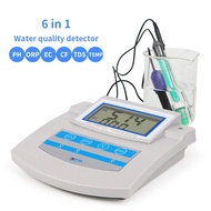 6 ใน 1 เครื่องทดสอบคุณภาพน้ำ pH orp tds ec cf อุณหภูมิ benchtop pH เครื่องวัดค่า pH