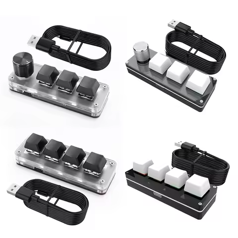 3 Key 1 Knob/4 Key Mini Mechanical BT Keyboard RGB Wired USB Mechanical Macropad Red Switches for Ga