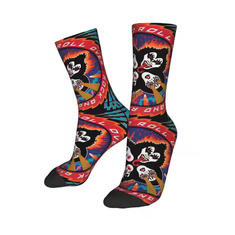 Custom K-Kisses Music Brand Rock Dress Socks Men's Women's Warm Fashion Novelty Heavy Metal Crew Soc