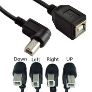 USB 2.0 B Female to Type-B Male 90 Degree Right Angle Printer Short Extension Cable for Printer, Sca