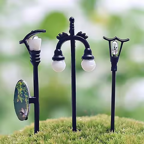 5Pcs Garden Ornament Fairy Dollhouse Decor Miniature Streetlight Craft Plant Pot Fairy Figurines Min