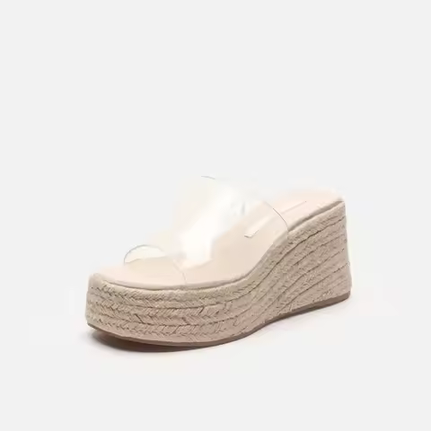 Wedges Sandals Womens Summer Slope Heeled Transparent Slippers for Women Outside Platform Slippers L