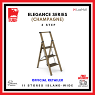 TUUF 3 Step Ladder Elegance Series - Champagne - Free Delivery - Exclusive Designer Ladder By Selffix DIY [Bulky]