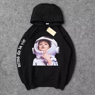 Casual Black Hoodie with Astronaut Pattern for Children, Long Sleeve, Acme De La Vie Writing