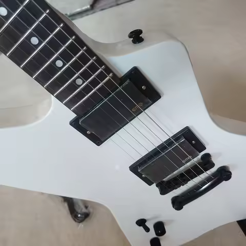 Stock White Left-Handed Prototype Electric Guitar with EMG Active Pickups, Fast Delivery