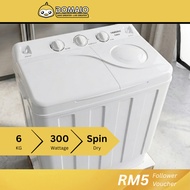 SAGASONIC 6KG SEMI AUTO WASHING MACHINE S6000
