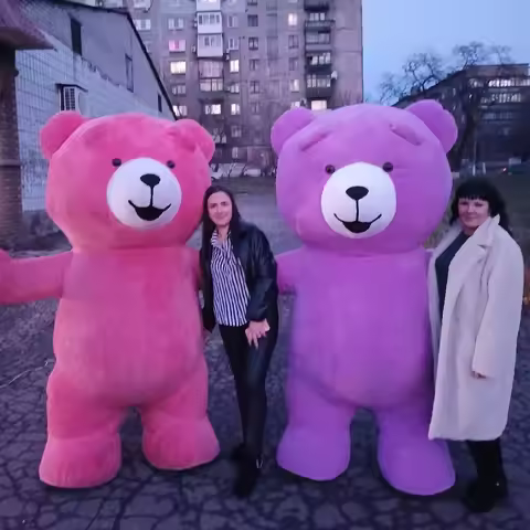 Colorful Inflatable Teddy Bear Costume Funny Suits Plush Adorable Colorful Bear Mascot for Carnival 