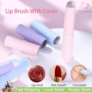 🇸🇬 Silicone Lip Brush With Cover Angled Concealer Brush Multi Function Soft Lipstick Makeup Brushes 