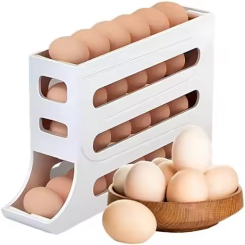Automatic Rolling Egg Storage for Refrigerator Space Saving Fridge Egg Organizer Auto Roll Holder Ho