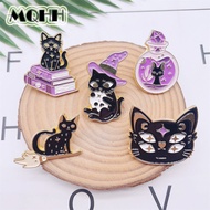 MQHH Creative Magic Cat Brooch Purple Book Hat Broom Potion Bottle Alloy Badge Jewelry Accessories