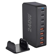 240W GaN Charger Station 8-port USB Desktop Charger Type C PD Fast Charging 4A 4C Wall Charger for M