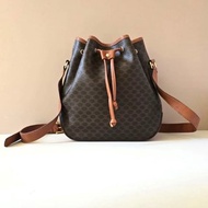 絕版古董包 Celine老花中古水桶包 單肩包 皮革包 斜背復古二手