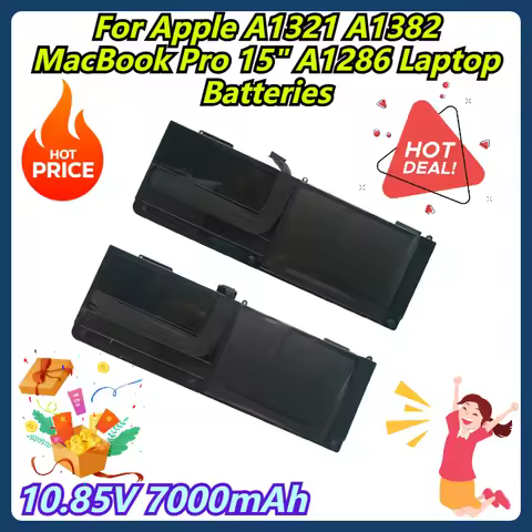 10.85V 7000mAh For Apple A1321 A1382 MacBook Pro 15" A1286 Laptop Batteries