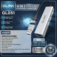 GLINK Model GL-051 USB-C Hub LAN + USB3.0 Internet Connection Cable + USB Port