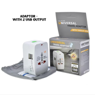 Universal Travel Adapter UK 3 Pin + 2 USB | Global Plug Converter | Safe & Reliable | Works in 150+ 