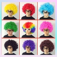 Colorful Clown Wig Curly Hair Unisex Cosplay Halloween Disco Party Costume Rambut Palsu Badut 小丑假发
