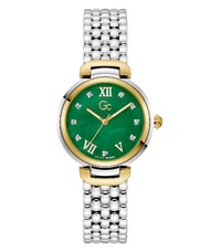 Guess Collection-Swiss Mvt  P Silver  Yellow Gold PVD case  bclt  Green-Women-Watches-Green