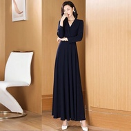 Korea READY STOCKDress muslimah Women Long Sleeve Fashion Jubah muslimah Korean Plain Dresses Muslim Wear Print Dress COD