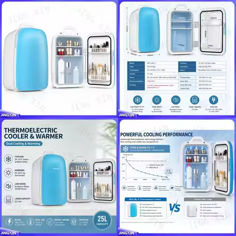 for Mini Fridge 25L Portable Thermoelectric Cooler Warmer AC DC Compact Beauty Refrigerator for Cosm