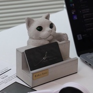 曙MUSE 趴趴貓水泥名片座 名片座 手機架 筆筒 辦公室 擺飾