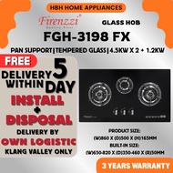 [FREE BASIC INSTALL] Firenzzi | Dapur Gas | GasHob | Tempered glass top | FGH-8850 | FGH-2197 | FGH-