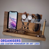 SG SELLER Personalised Heavy Wood Organiser for men and women. Corporate Gift. Customised gifts for 