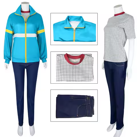 Stranger story Season 4 Cosplay Costume Max Mayfield Plaid Shirt Blue Sweater Jeans Mike Eleven Luca