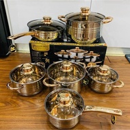 Bộ nồi bếp từ Đức bộ nồi đáy từ 5 lớp ANGELBERG 6 món 12 chi tiết công nghệ Đức chống dính cao 