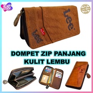 DOMPET PANJANG ZIP KULIT LEMBU DOMPET KULIT ASLI LELAKI DOMPET PENDEK HADIAH LELAKI DOMPET PANJANG A