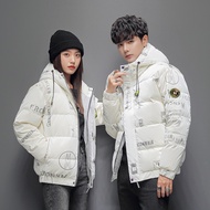 Ready Stock Men's Short Down Jacket Hooded Jacket Men Women Same Style Thickened Warm Hot Printed Winter Jacket Couple Jacket Winter White Duck Down Down Jacket Short Down Jacket Men Women Same Style Hooded Jacket Slim-fit Waterproof Cold-proof High @