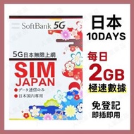 Softbank - 【日本 10日】每日2GB/FUP 高速5G/4G 無限上網卡數據卡電話卡Sim咭