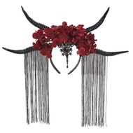 Linh Dương Headband Halloween Quỷ sừng sừng quỷ Headband Goth Dải Băng Buộc Đầu tua rua Goth headpie