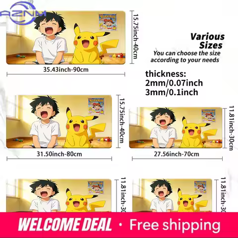 Pokemon Ash & Pikachu Yawning Gaming Mouse Pad Non-Slip Desk Mat