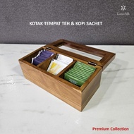 LusioSB Kotak Tempat Teh Sachet Kayu Jati Tea Organizer Penyimpanan